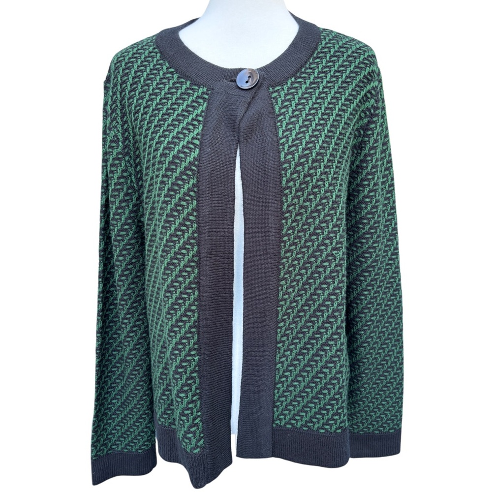 Vintage 1980’s Carducci Women’s XL Navy Blue & Green  Cardigan Sweater
